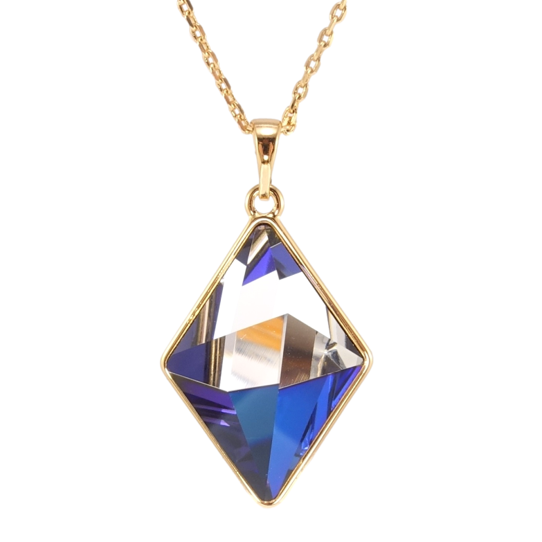Кулон Xuping цвет 18K с кр-ми Swarovski на цепочке Кристальный ромб Majestic Blue 25х18мм длина 40-45см фото №1