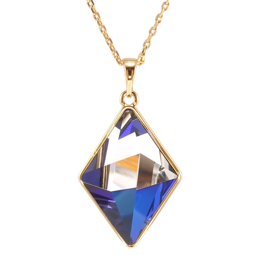 Кулон Xuping колір 18K з кр-ми Swarovski на ланцюжку Кристальний ромб Majestic Blue 25х18мм довжина 40-45см фото №1