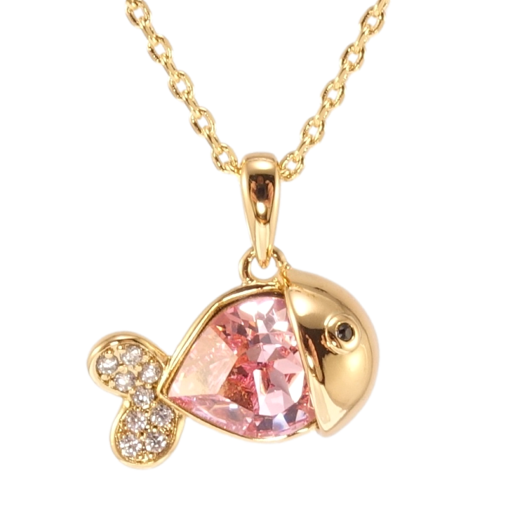 Кулон Xuping колір 18K з кр-ми Swarovski на ланцюжку Рибка з кристалом Rose довжина 39-44см х 1мм фото №3