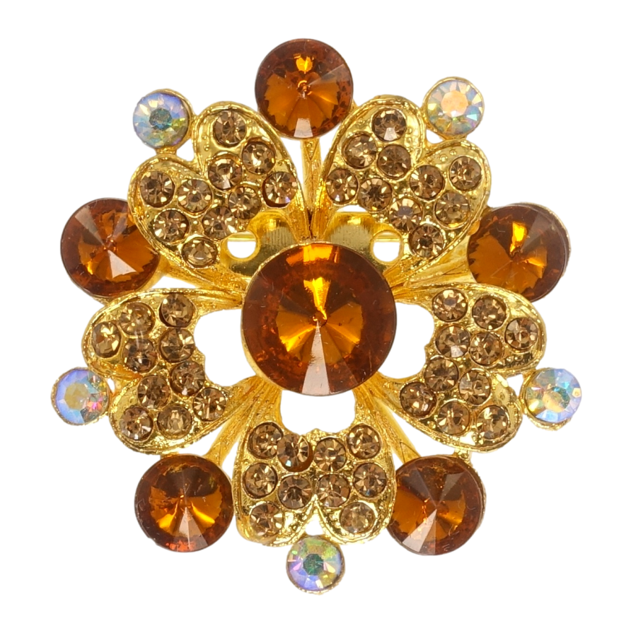 Брошка Квітка з коричневими стразами фото №1 Брошка Квітка з коричневими стразами фото №1
