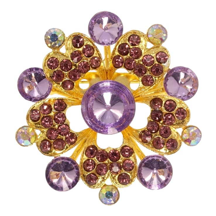 Брошка Квітка з бузково-бордовими стразами фото №14 Брошка Квітка з бузково-бордовими стразами фото №14