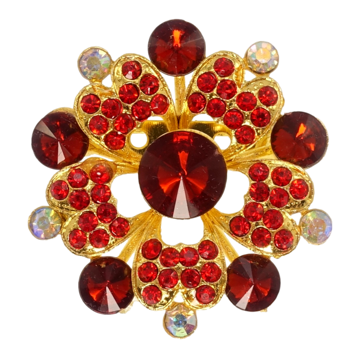 Брошка Квітка з червоними стразами фото №2 Брошка Квітка з червоними стразами фото №2