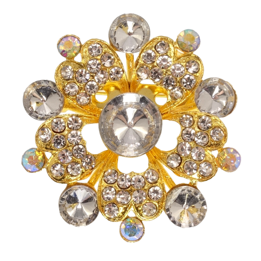 Брошь Цветок с белыми стразами фото №1 Брошь Цветок с белыми стразами фото №1