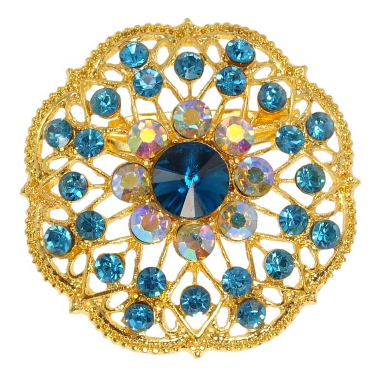 Брошка Квітка з бірюзовими стразами фото №1 Брошка Квітка з бірюзовими стразами фото №1