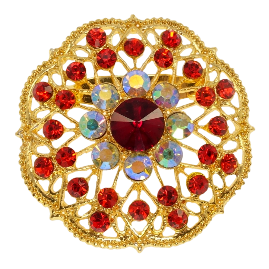 Брошь Цветок с красными стразами фото №1 Брошь Цветок с красными стразами фото №1