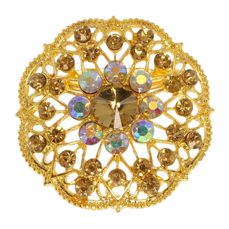 Брошка Квітка з коричневими стразами фото №7 Брошка Квітка з коричневими стразами фото №7