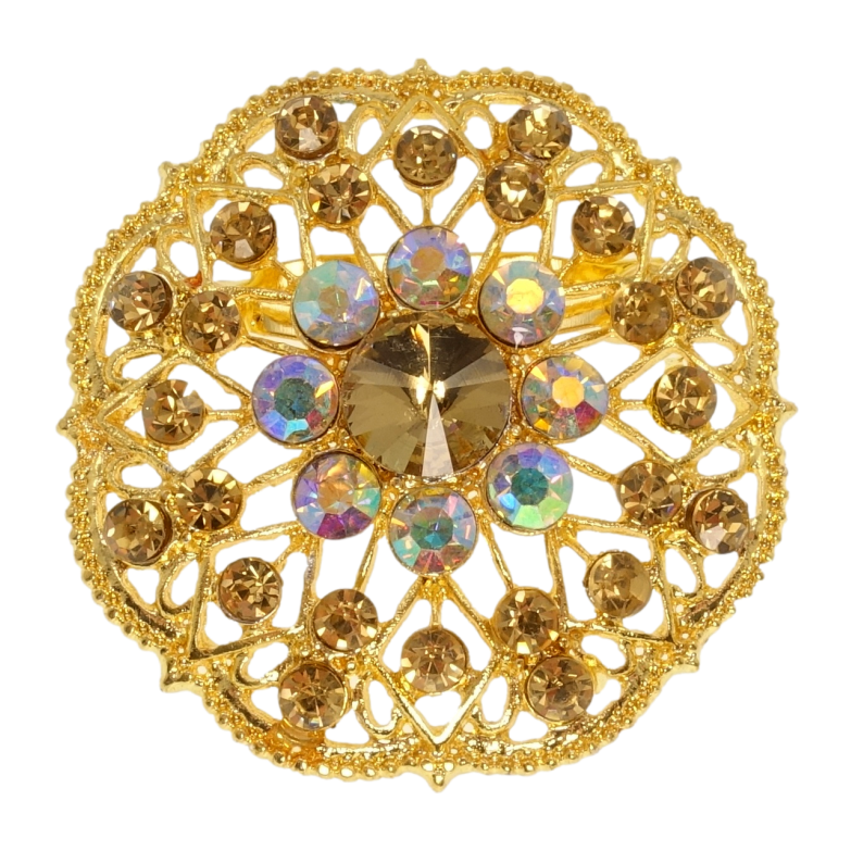 Брошка Квітка з коричневими стразами фото №1 Брошка Квітка з коричневими стразами фото №1