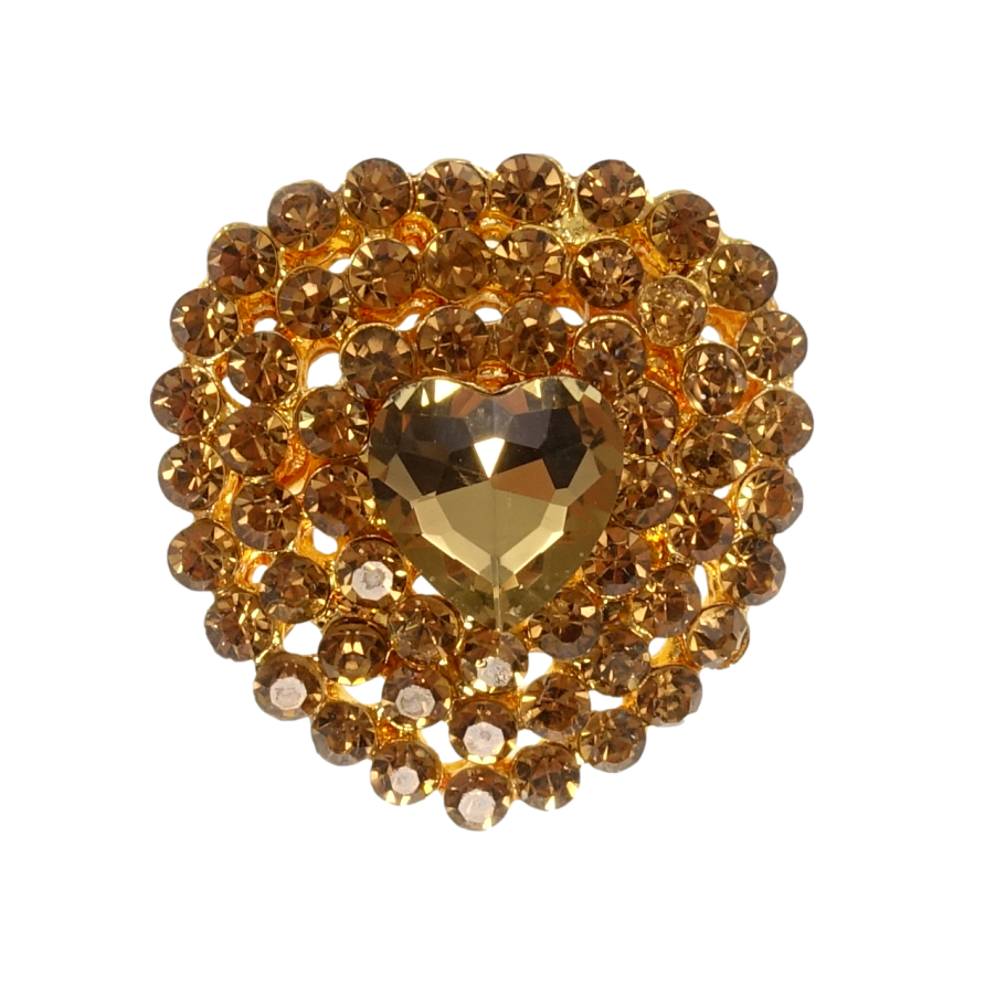 Брошь Сердце с коричневыми стразами фото №1