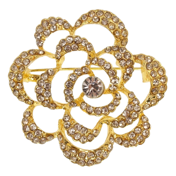 Брошка Квітка з білими стразами фото №23