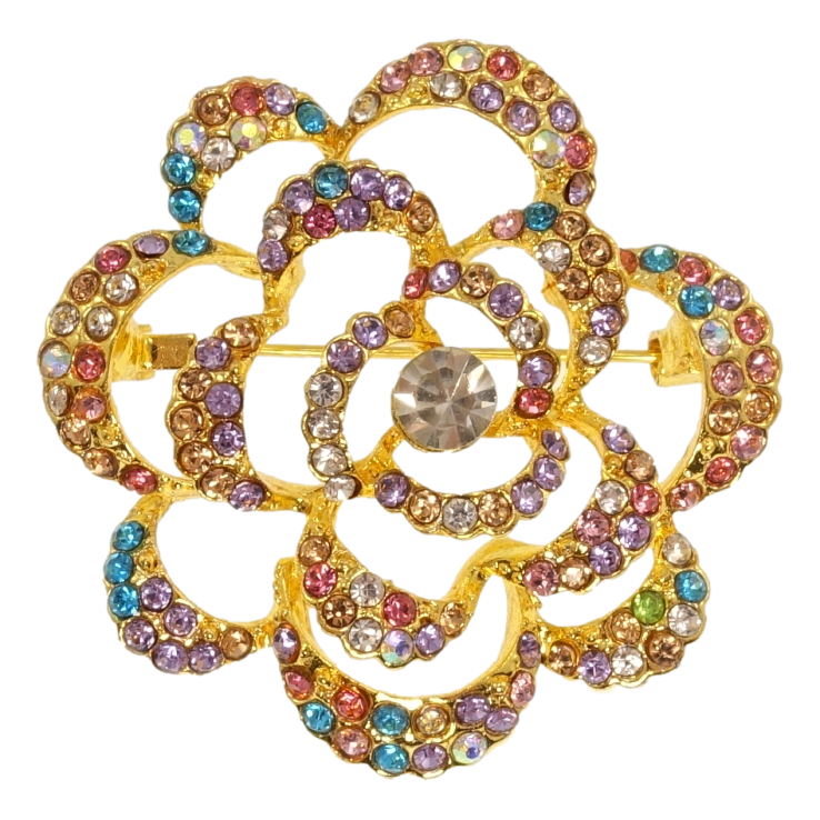 Брошка Квітка з різнокольоровими стразами фото №13 Брошка Квітка з різнокольоровими стразами фото №13