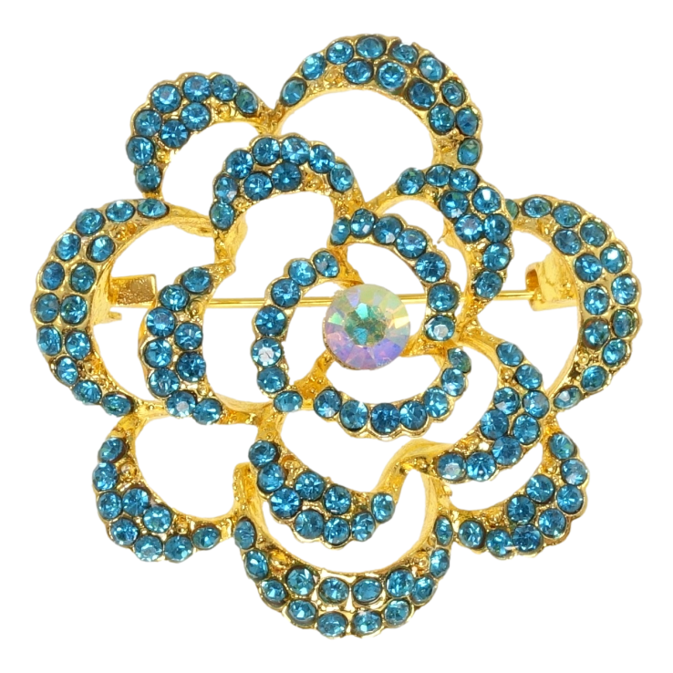 Брошка Квітка з блакитними стразами фото №7 Брошка Квітка з блакитними стразами фото №7