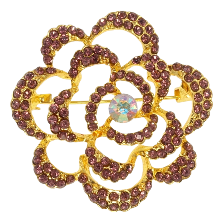 Брошь Цветок с бордовыми стразами фото №1 Брошь Цветок с бордовыми стразами фото №1