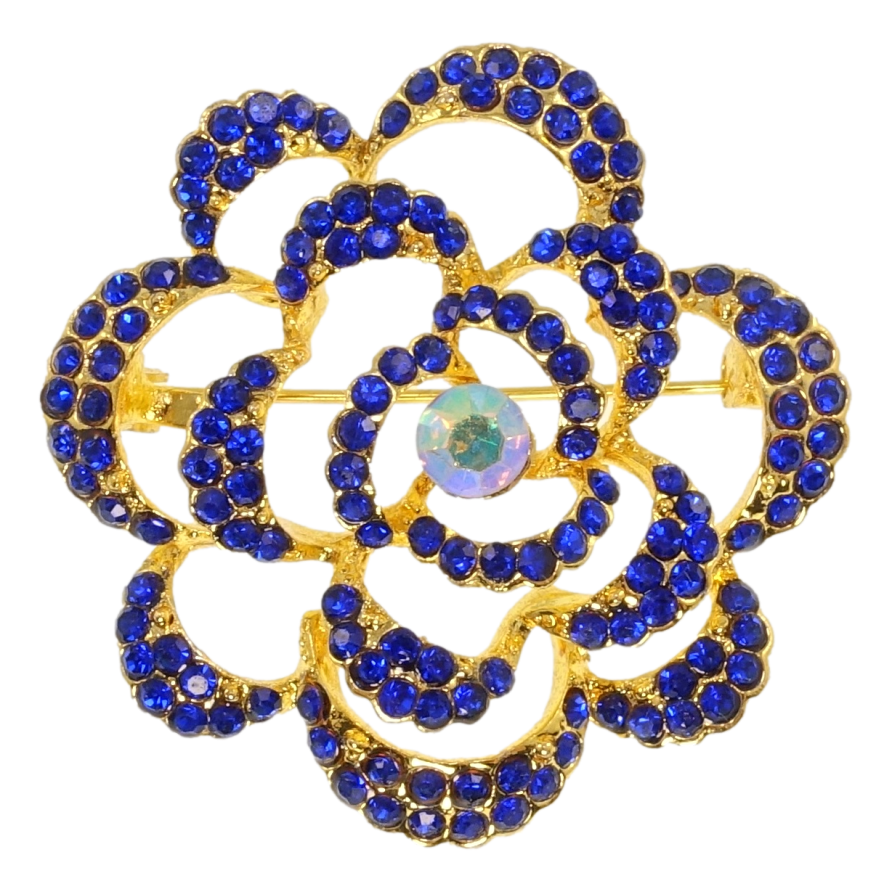 Брошка Квітка з синіми стразами фото №1 Брошка Квітка з синіми стразами фото №1