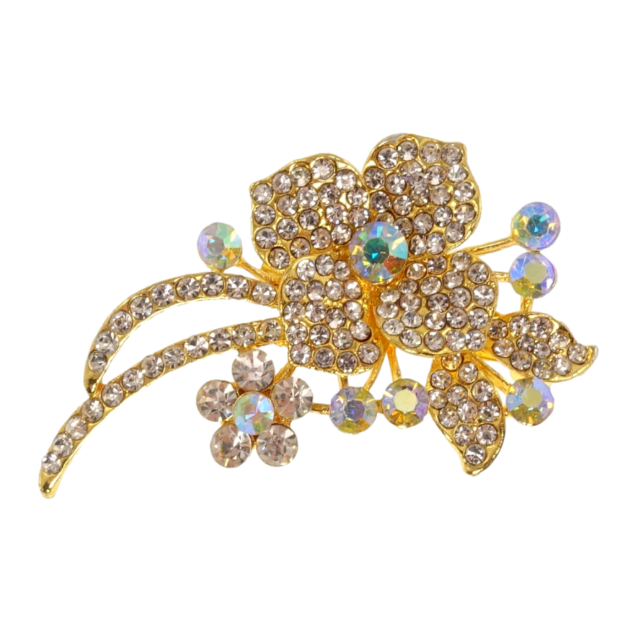 Брошь Цветочная композиция со стразами фото №1