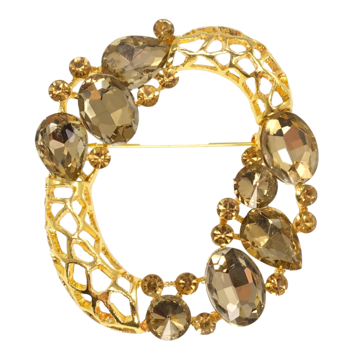 Брошь Веночек с золотистыми кристаллами фото №2 Брошь Веночек с золотистыми кристаллами фото №2