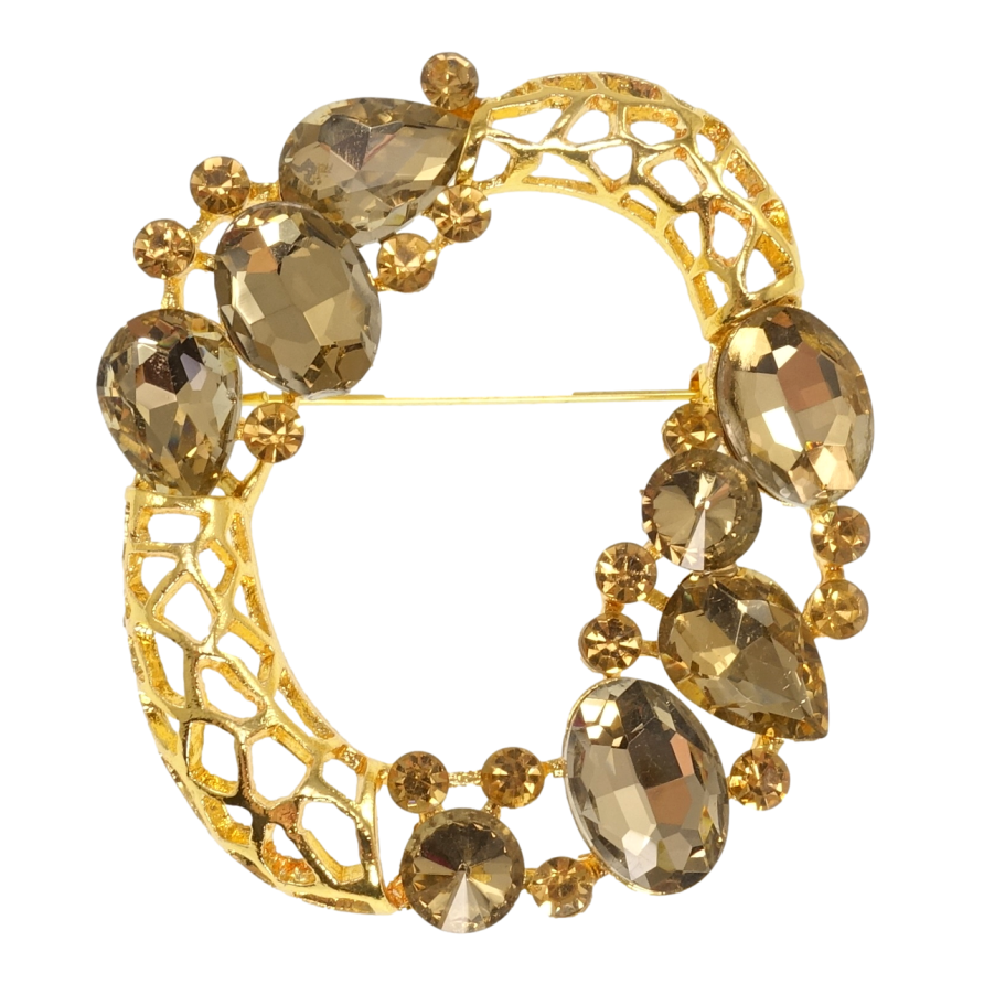 Брошка Віночок із золотистими кристалами фото №1