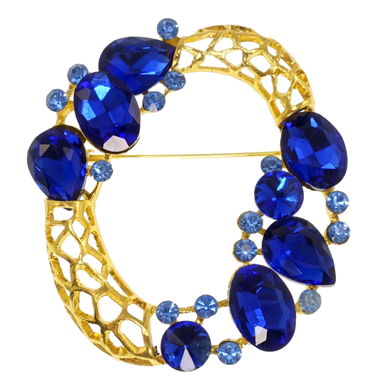 Брошь Веночек с синими кристаллами фото №1 Брошь Веночек с синими кристаллами фото №1