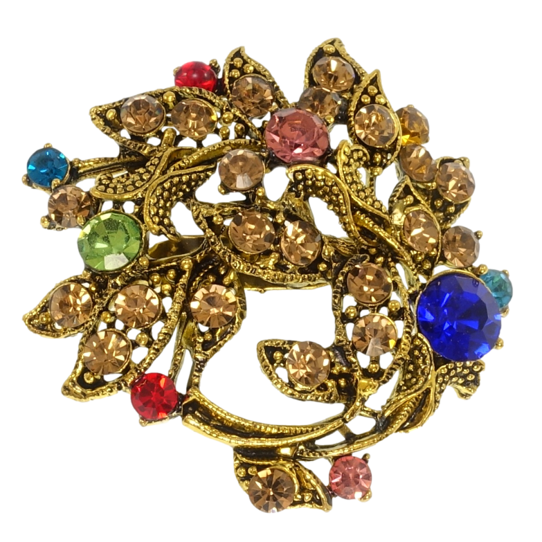 Брошка Віночок з різнокольоровими стразами фото №5