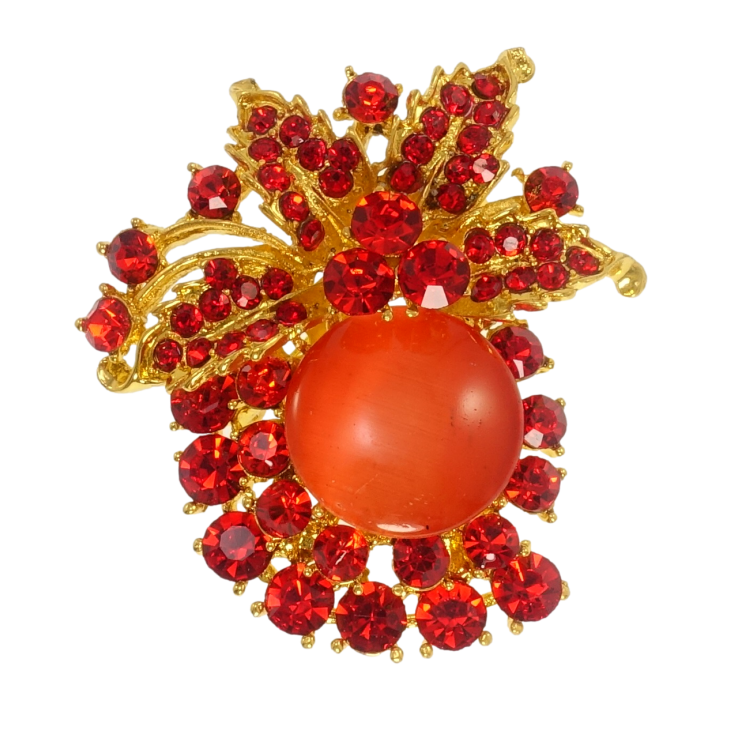 Брошь Композиция из красных кристаллов фото №18