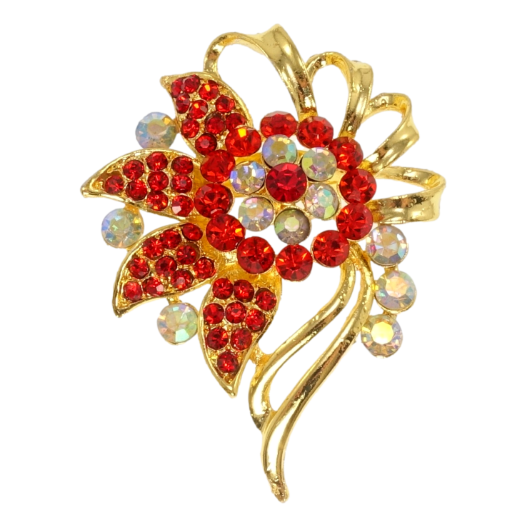 Брошь Цветок с красными стразами фото №11 Брошь Цветок с красными стразами фото №11