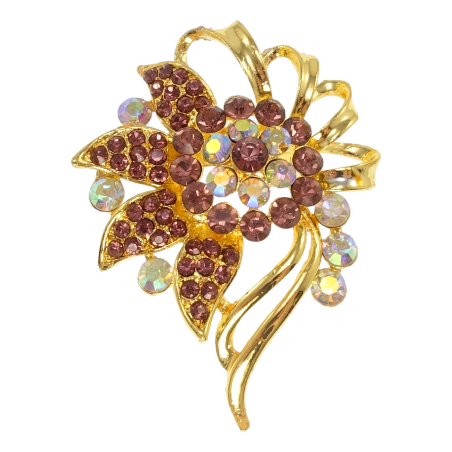 Брошка Квітка з бордо стразами фото №1 Брошка Квітка з бордо стразами фото №1