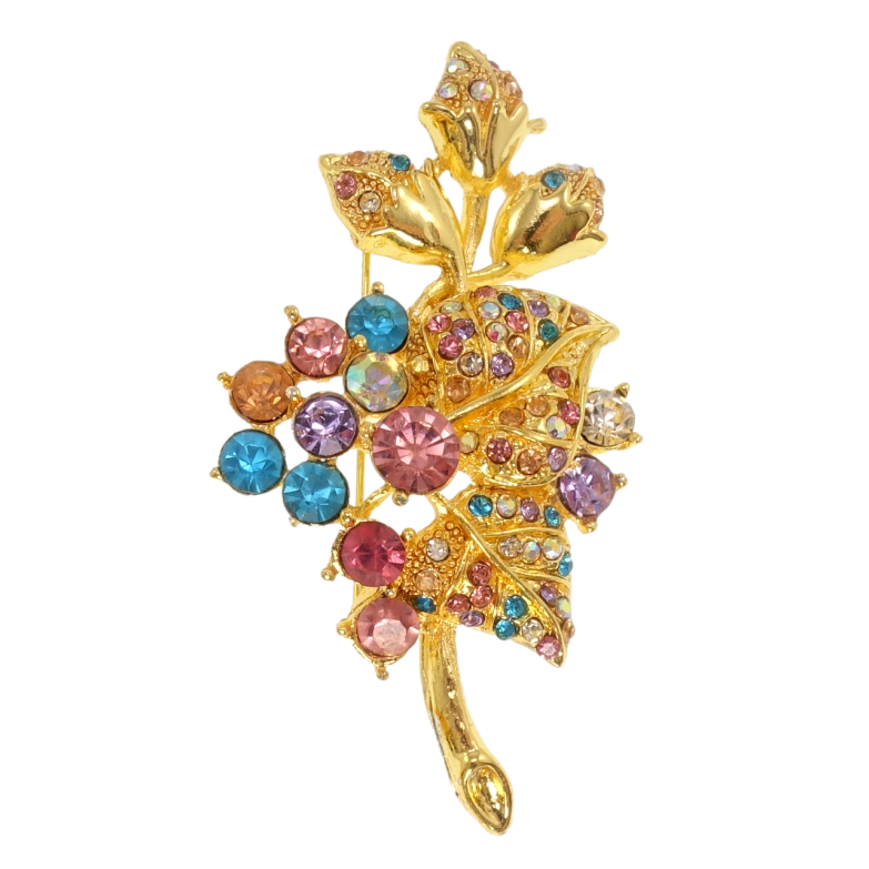 Брошка Квітка з різнокольоровими стразами колір кристалів різний, може відрізнятися від фото. фото №1