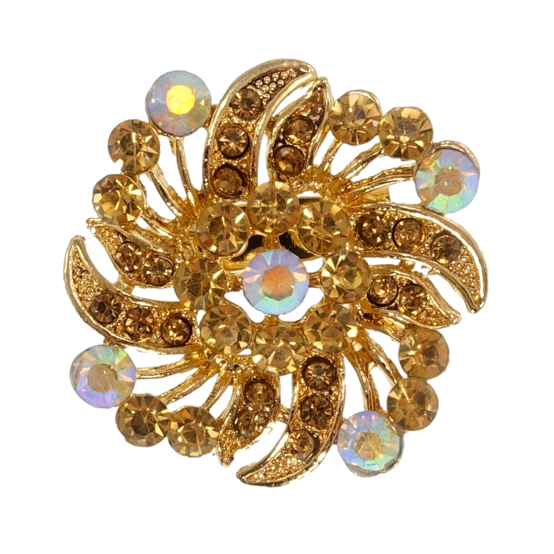 Брошка Квітка з коричневими стразами фото №1