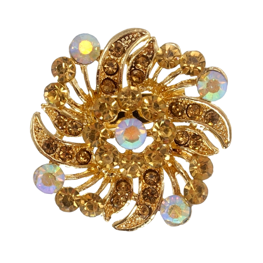 Брошь Цветок с коричневыми стразами фото №1