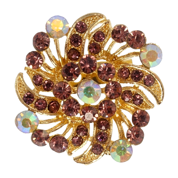 Брошка Квітка з бордовими стразами фото №3 Брошка Квітка з бордовими стразами фото №3