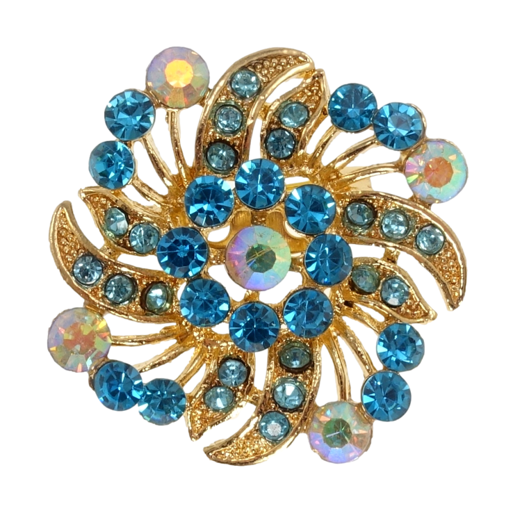Брошка Квітка з бірюзовими стразами фото №19 Брошка Квітка з бірюзовими стразами фото №19