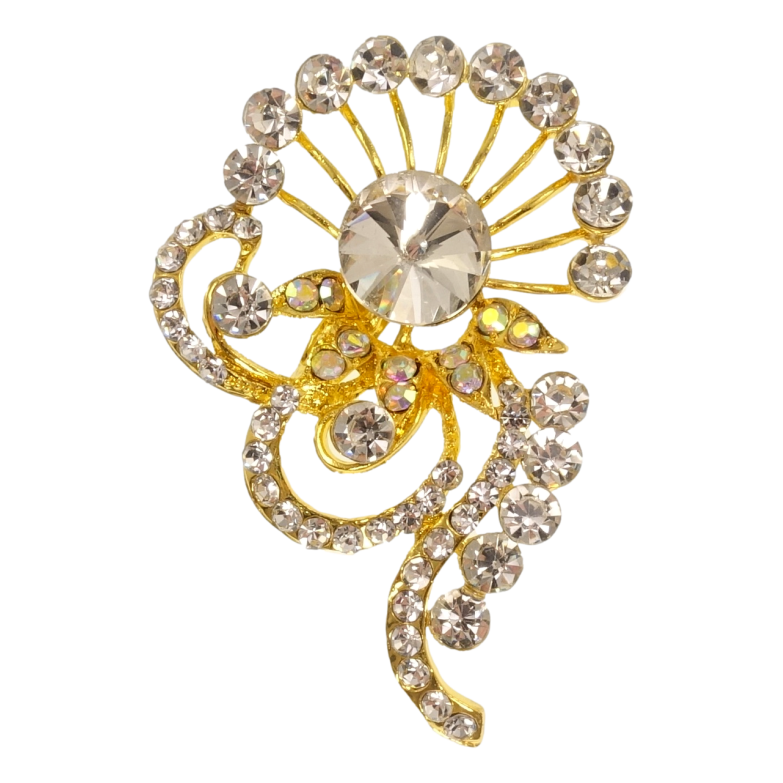 Брошь Цветочная композиция с белыми стразами фото №1 Брошь Цветочная композиция с белыми стразами фото №1