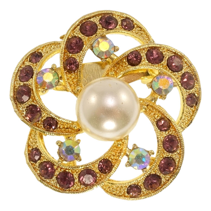 Брошка Квітка з бордовими стразами та перлами фото №15 Брошка Квітка з бордовими стразами та перлами фото №15