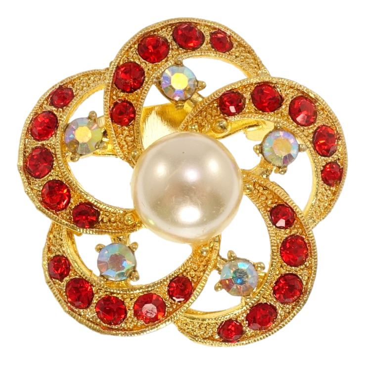 Брошь Цветок с красными стразами и жемчугом фото №25 Брошь Цветок с красными стразами и жемчугом фото №25