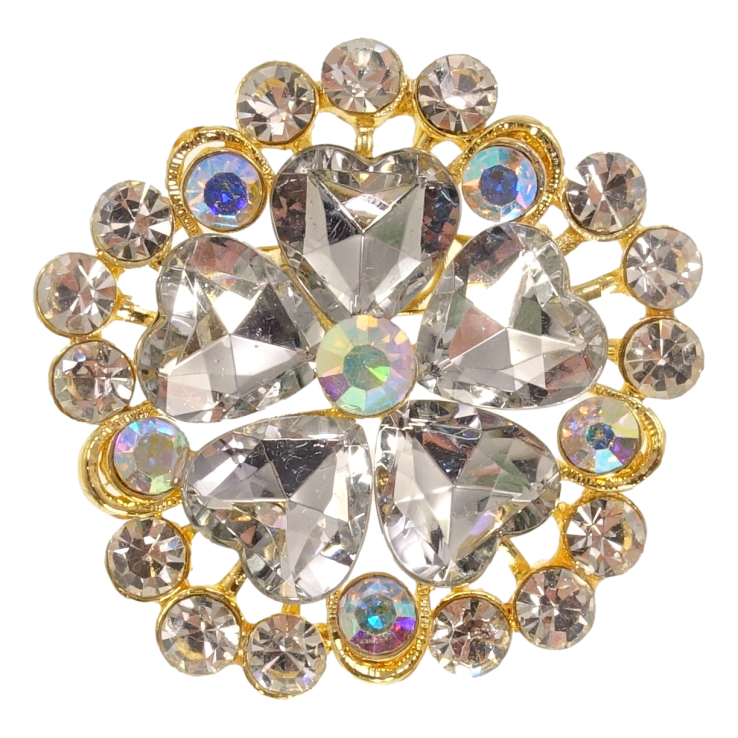 Брошь Цветок с белыми кристаллами фото №10