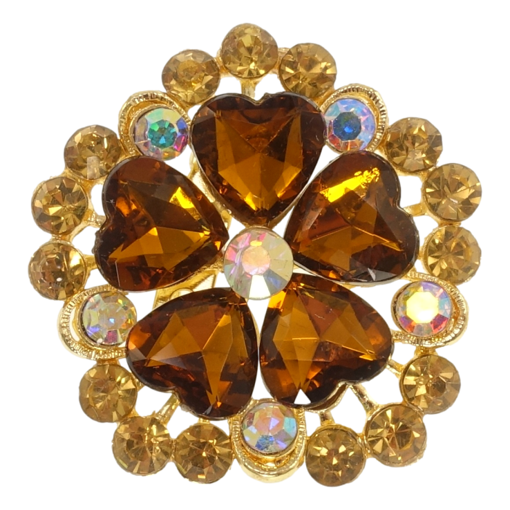 Брошка Квітка з коричневими кристалами фото №13 Брошка Квітка з коричневими кристалами фото №13