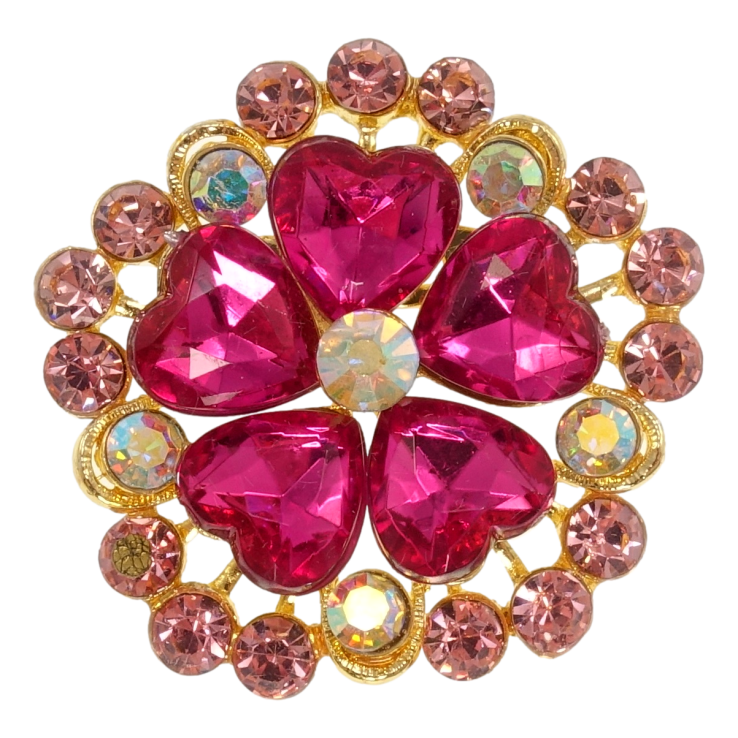 Брошка Квітка з малиновими кристалами фото №6