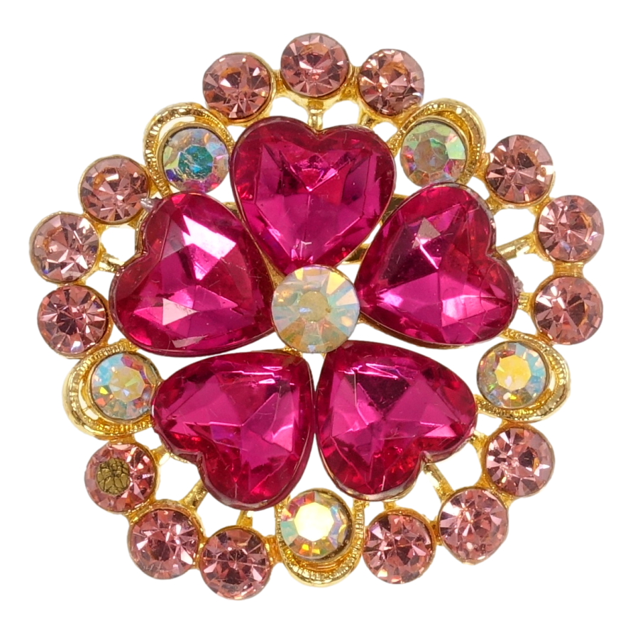 Брошка Квітка з малиновими кристалами фото №1
