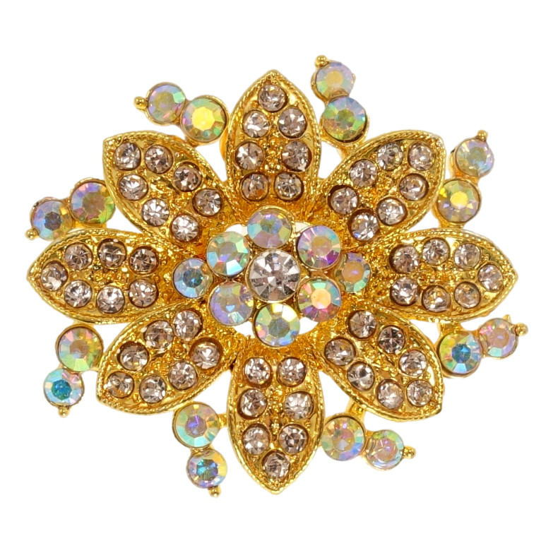 Брошь Цветок с розовыми стразами фото №1