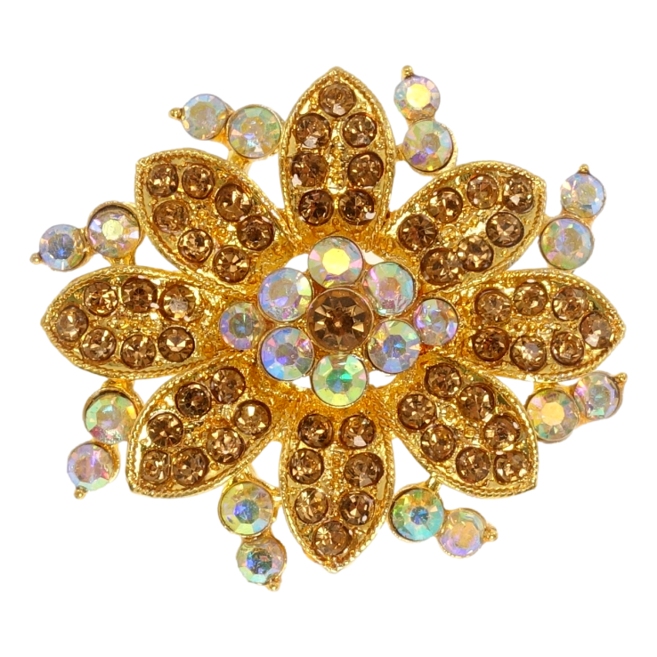 Брошь Цветок с коричневыми стразами фото №9 Брошь Цветок с коричневыми стразами фото №9