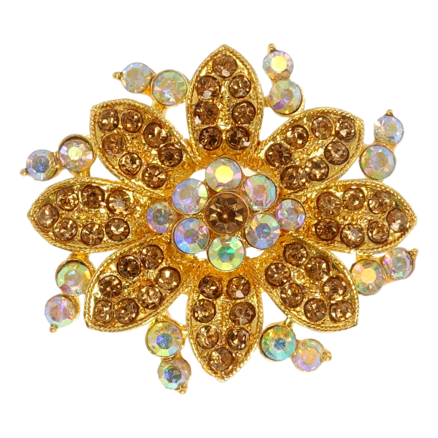 Брошь Цветок с коричневыми стразами фото №1 Брошь Цветок с коричневыми стразами фото №1