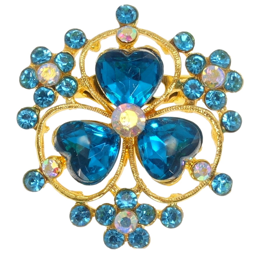 Брошь Цветок с бирюзовыми стразами фото №1 Брошь Цветок с бирюзовыми стразами фото №1