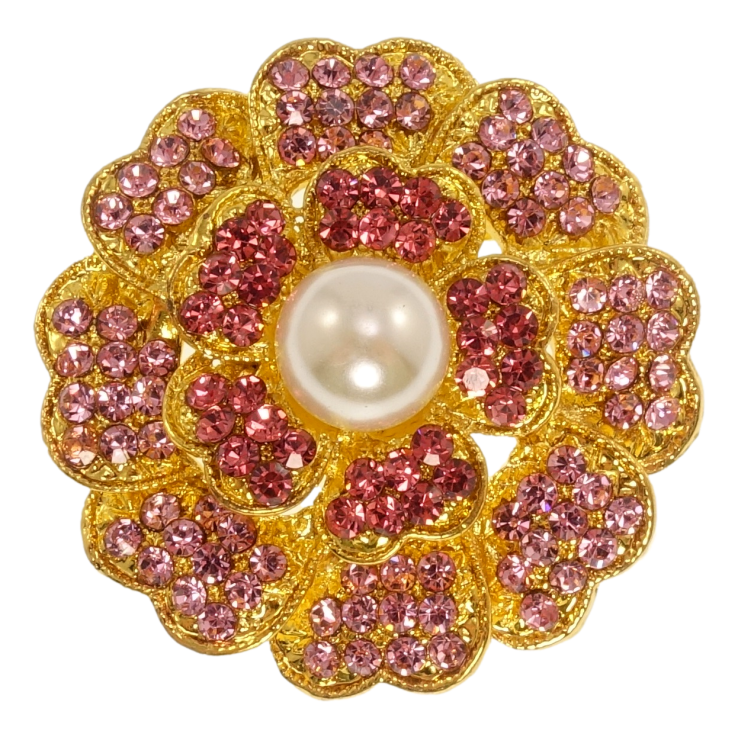 Брошка Квіточка з малиновими стразами та перлами фото №17 Брошка Квіточка з малиновими стразами та перлами фото №17