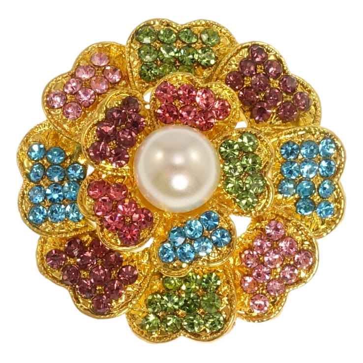 Брошка Квіточка з різнокольоровими стразами та перлами фото №16 Брошка Квіточка з різнокольоровими стразами та перлами фото №16