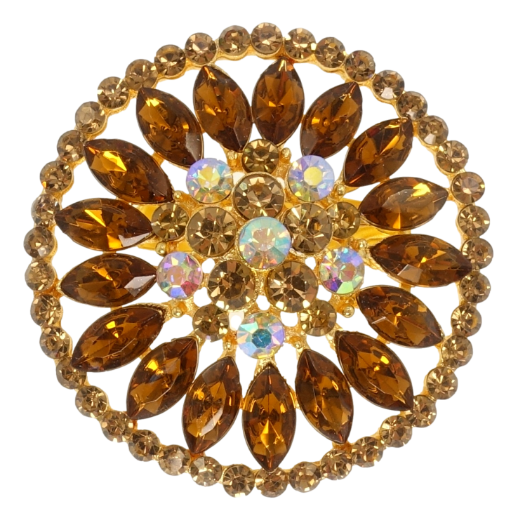 Брошка Квітка з коричневими стразами фото №21