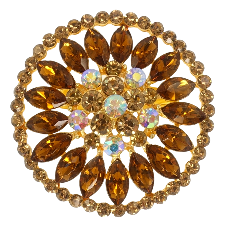 Брошь Цветок с коричневыми стразами фото №1 Брошь Цветок с коричневыми стразами фото №1