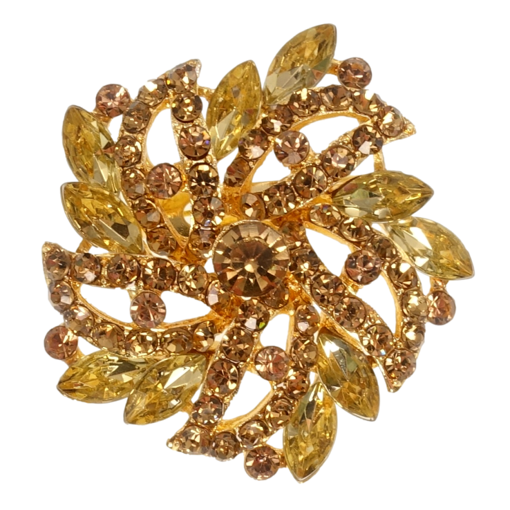 Брошка Квітка з коричневими стразами фото №11 Брошка Квітка з коричневими стразами фото №11
