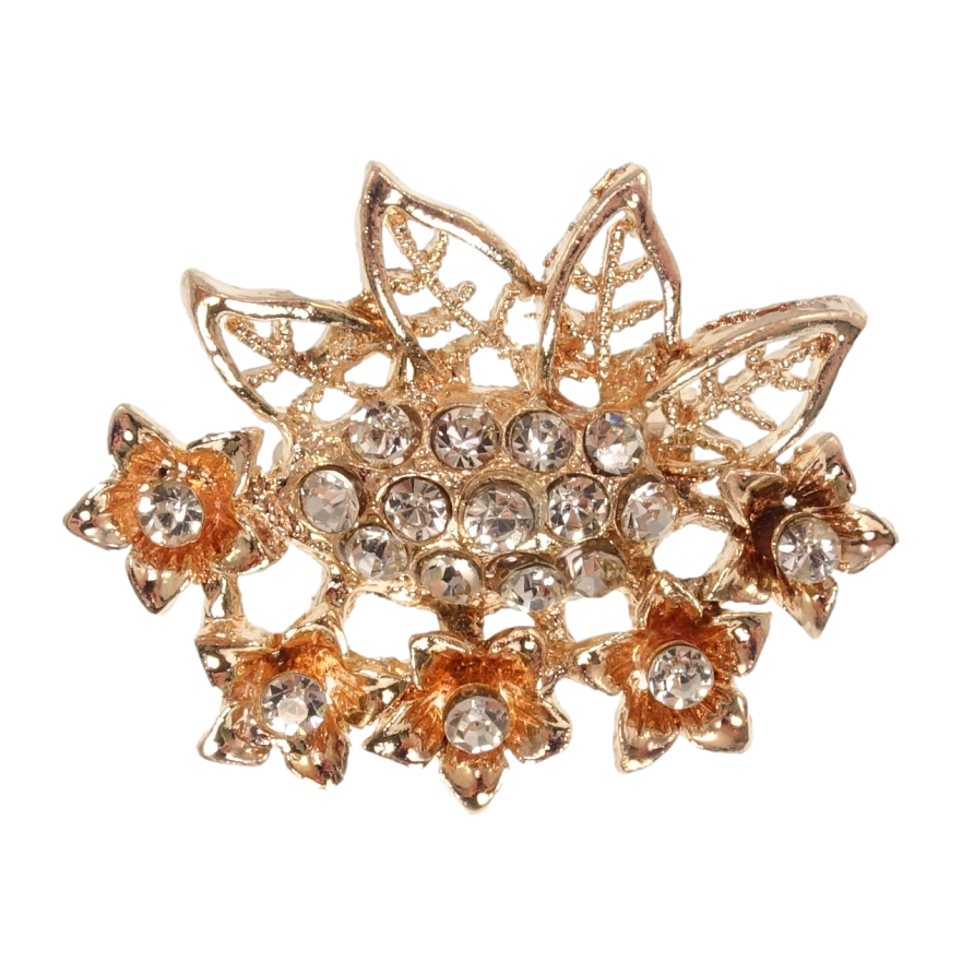 Брошь Цветочный орнамент с стразами фото №1