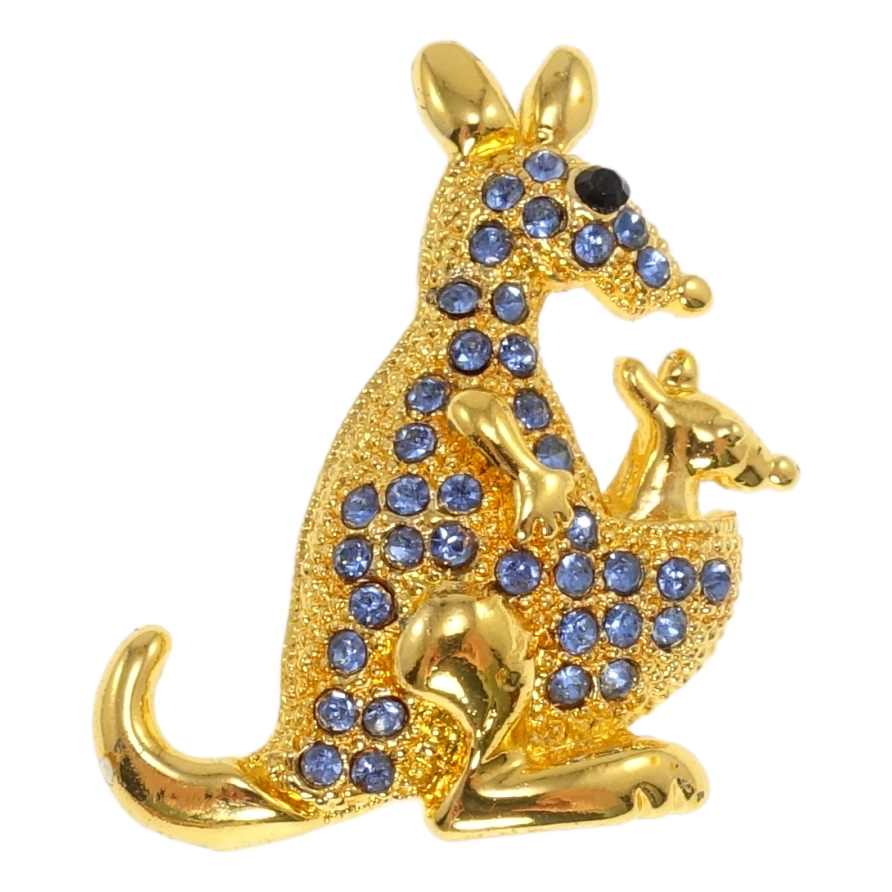 Брошь Кенгуру с синими стразами фото №1 Брошь Кенгуру с синими стразами фото №1