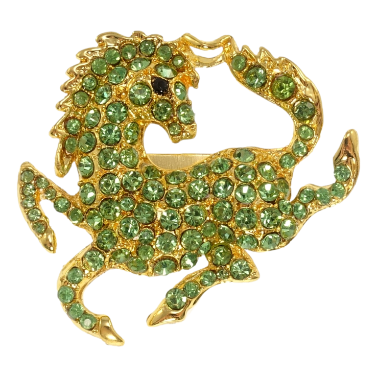 Брошь Конь с зелёными стразами фото №6 Брошь Конь с зелёными стразами фото №6