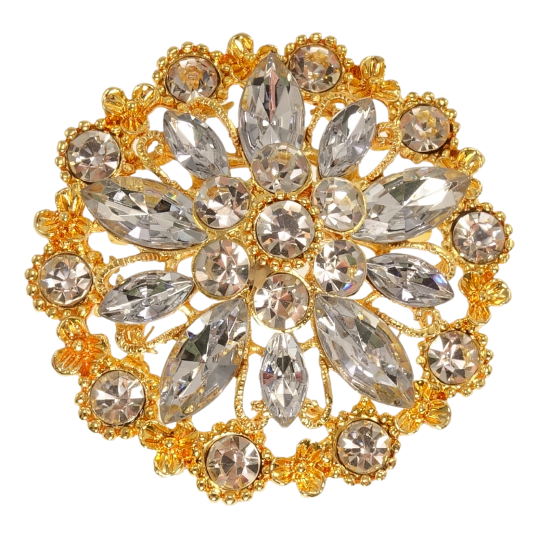 Брошь Снежинка с белыми стразами фото №1